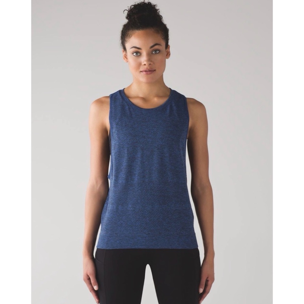 Lululemon Breeze By Muscle Tank Cerulean Blue / Black 4